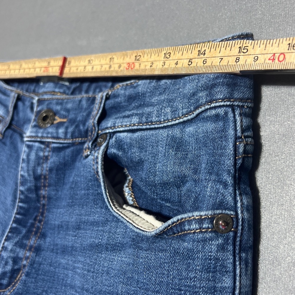 LL Bean Signature Modern Straight Leg Flannel Lined Jeans Blue Plaid Cuff 6 - Picture 4 of 14